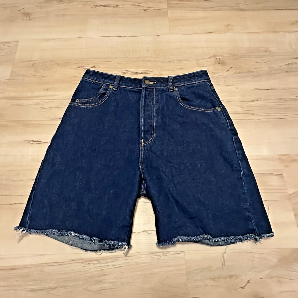 ROLLAS Classic Cutoff High Rise Straight Jeans June Blue Organic Denim Shorts 30